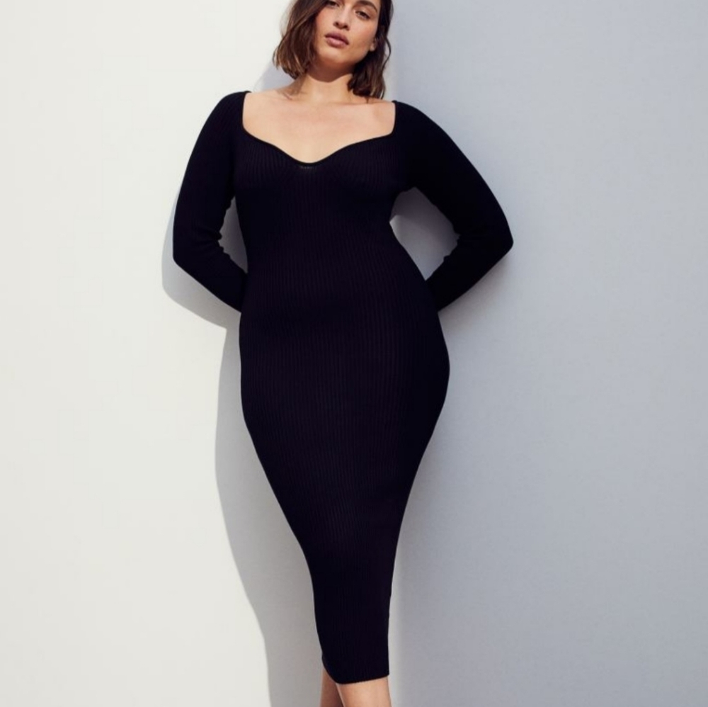 H&M rib knit midi dress in XS